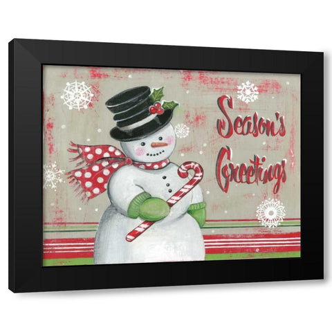 Christmas Snowman II Black Modern Wood Framed Art Print by Poloson, Kimberly