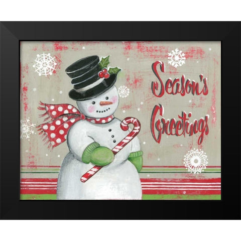 Christmas Snowman II Black Modern Wood Framed Art Print by Poloson, Kimberly