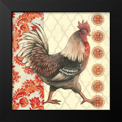 Bohemian Rooster I Black Modern Wood Framed Art Print by Poloson, Kimberly