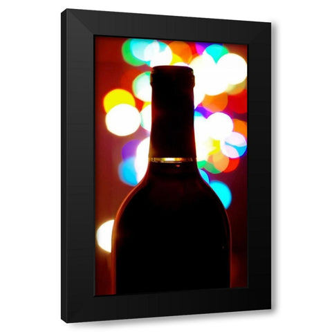 Wine Bottle Bokeh Black Modern Wood Framed Art Print with Double Matting by Burkhart, Monika
