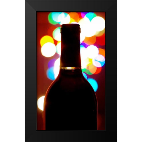 Wine Bottle Bokeh Black Modern Wood Framed Art Print by Burkhart, Monika