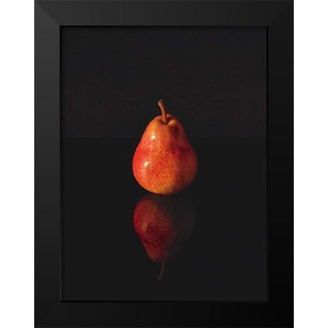 Pear Reflection Black Modern Wood Framed Art Print by Burkhart, Monika