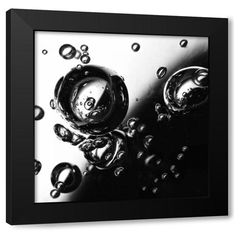 Bubbles I Black Modern Wood Framed Art Print with Double Matting by Burkhart, Monika