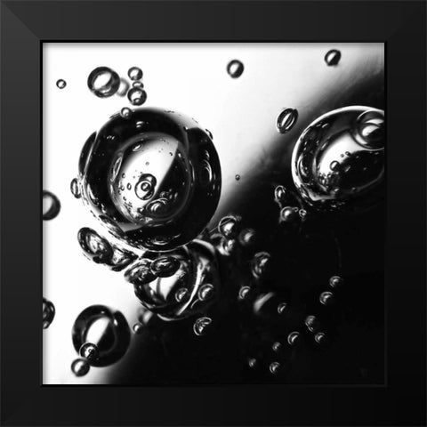 Bubbles I Black Modern Wood Framed Art Print by Burkhart, Monika