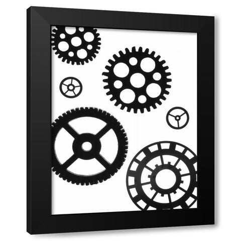 Gears I Black Modern Wood Framed Art Print with Double Matting by Burkhart, Monika