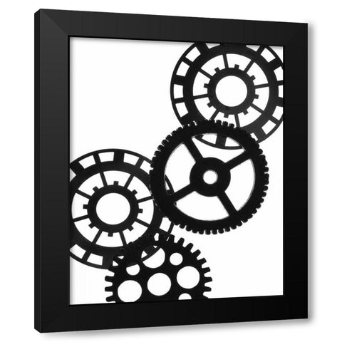 Gears II Black Modern Wood Framed Art Print with Double Matting by Burkhart, Monika