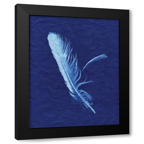 Indigo Feather I Black Modern Wood Framed Art Print by Burkhart, Monika