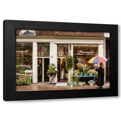 Amsterdams Fleurmonde Black Modern Wood Framed Art Print by Berzel, Erin