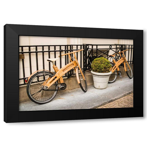 Wooden Bicycles in Amsterdam Black Modern Wood Framed Art Print by Berzel, Erin