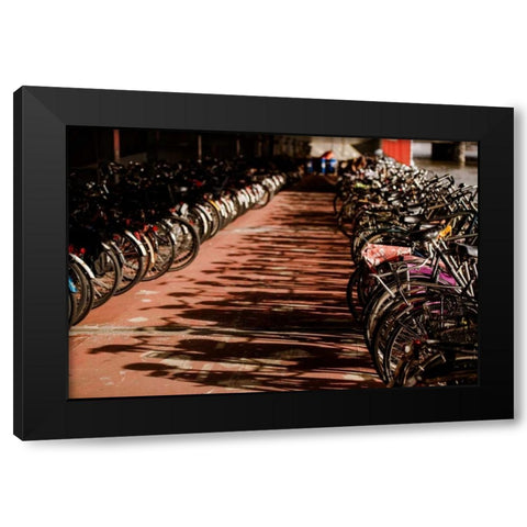 Amsterdams Fietsflat IV Black Modern Wood Framed Art Print by Berzel, Erin