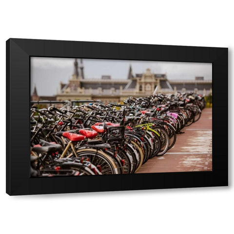 Amsterdams Fietsflat V Black Modern Wood Framed Art Print by Berzel, Erin