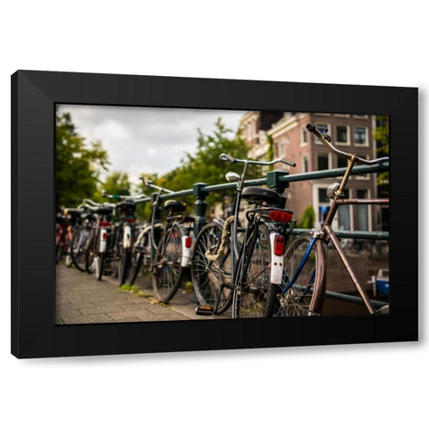 Bikes on Bridge II Black Modern Wood Framed Art Print with Double Matting by Berzel, Erin