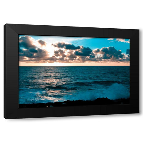 Depoe Bay Sunset I Black Modern Wood Framed Art Print with Double Matting by Berzel, Erin
