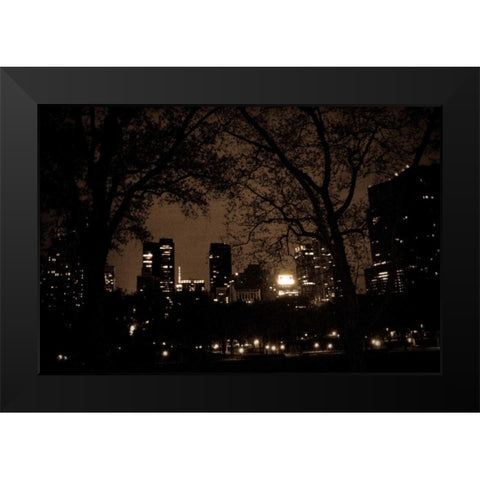 Central Park at Night I Black Modern Wood Framed Art Print by Berzel, Erin