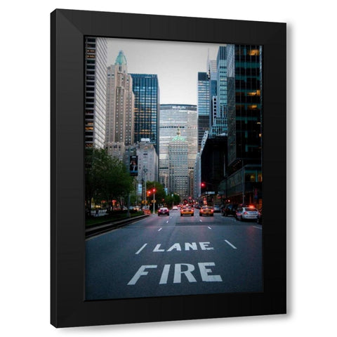 Manhattan Fire Lane Black Modern Wood Framed Art Print with Double Matting by Berzel, Erin