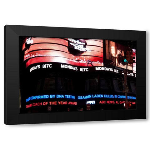 News in Times Square I Black Modern Wood Framed Art Print by Berzel, Erin