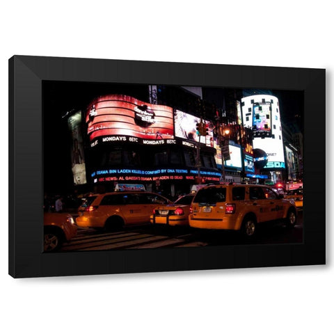 News in Times Square III Black Modern Wood Framed Art Print with Double Matting by Berzel, Erin