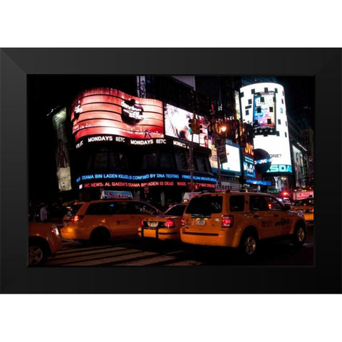 News in Times Square III Black Modern Wood Framed Art Print by Berzel, Erin