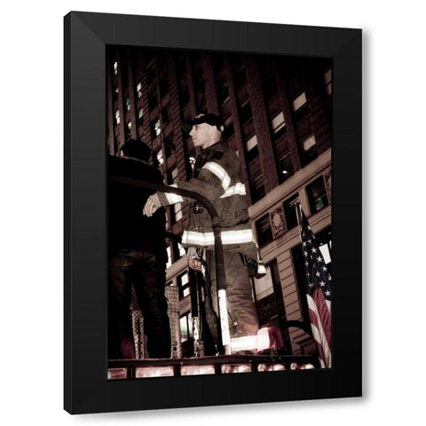 FDNY Firefighter I Black Modern Wood Framed Art Print with Double Matting by Berzel, Erin