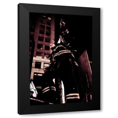 FDNY Firefighter II Black Modern Wood Framed Art Print by Berzel, Erin