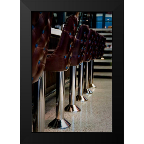 Retro Bar Stools II Black Modern Wood Framed Art Print by Berzel, Erin