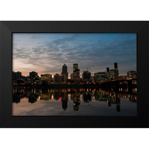 Portland Waterfront I Black Modern Wood Framed Art Print by Berzel, Erin