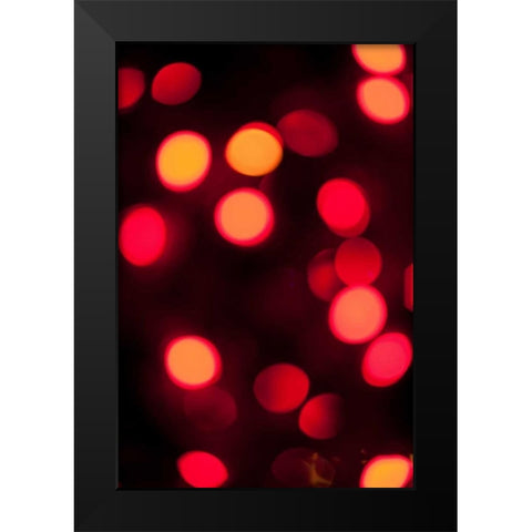 Red Bokeh Black Modern Wood Framed Art Print by Berzel, Erin