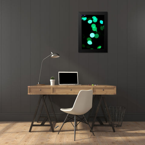 Green Bokeh Black Modern Wood Framed Art Print by Berzel, Erin