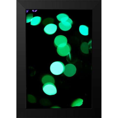 Green Bokeh Black Modern Wood Framed Art Print by Berzel, Erin
