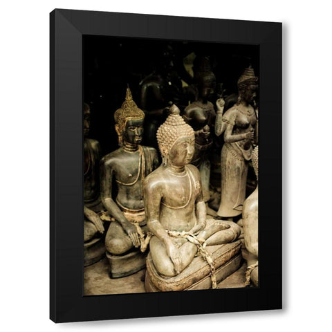 Buddha Statues I Black Modern Wood Framed Art Print by Berzel, Erin