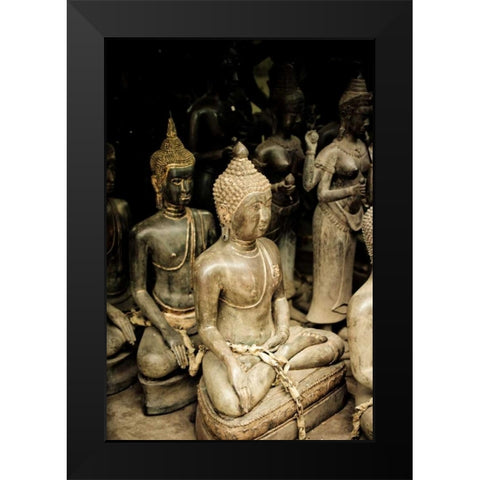 Buddha Statues I Black Modern Wood Framed Art Print by Berzel, Erin