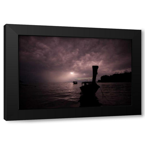 Railay Beach Lightning I Black Modern Wood Framed Art Print with Double Matting by Berzel, Erin