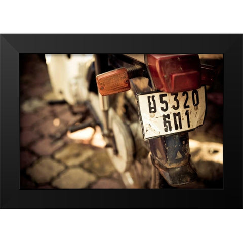 Cambodia Motorbike Black Modern Wood Framed Art Print by Berzel, Erin