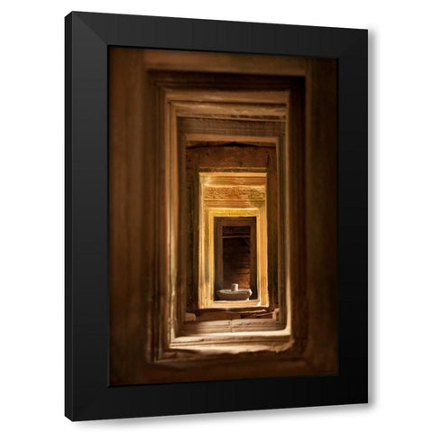 Windows at Bayon Black Modern Wood Framed Art Print with Double Matting by Berzel, Erin