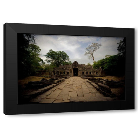 Preah Khan II Black Modern Wood Framed Art Print with Double Matting by Berzel, Erin