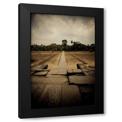 Angkor Wat Pathway Black Modern Wood Framed Art Print with Double Matting by Berzel, Erin
