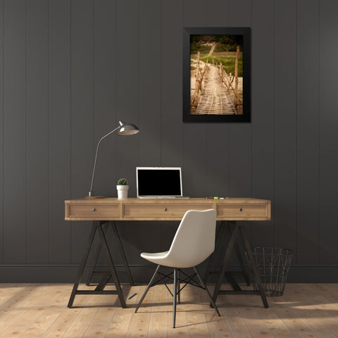 Bamboo Bridge Black Modern Wood Framed Art Print by Berzel, Erin