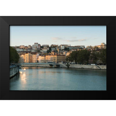 The Saone in Lyon II Black Modern Wood Framed Art Print by Berzel, Erin