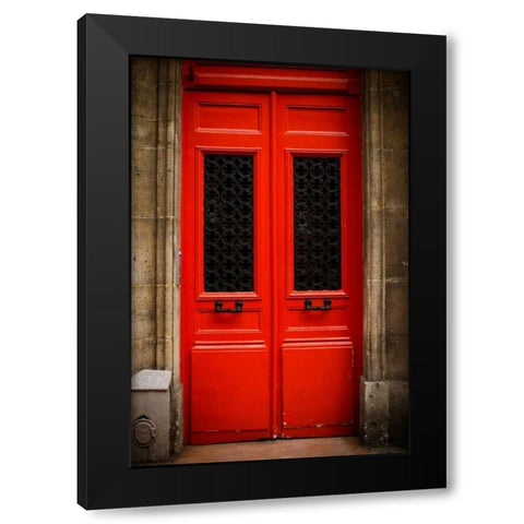 Red Door in Paris Black Modern Wood Framed Art Print by Berzel, Erin