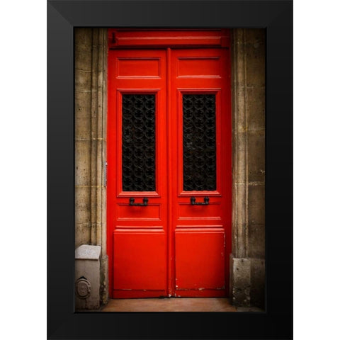 Red Door in Paris Black Modern Wood Framed Art Print by Berzel, Erin