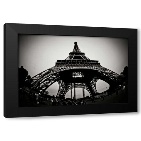 Eiffel Tower Fisheye Black Modern Wood Framed Art Print by Berzel, Erin