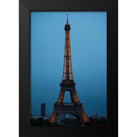 Eiffel Tower at Night I Black Modern Wood Framed Art Print by Berzel, Erin