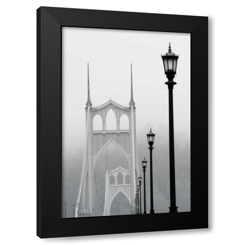 BW Light on the Bridge III Black Modern Wood Framed Art Print with Double Matting by Berzel, Erin