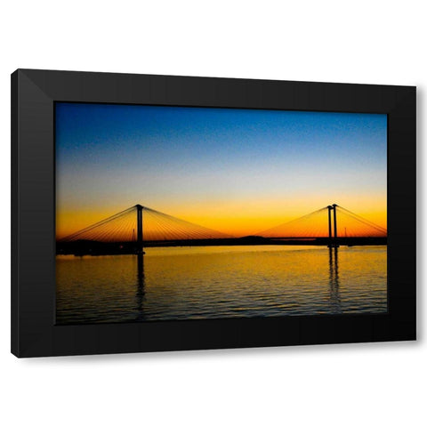 Cable Bridge Black Modern Wood Framed Art Print with Double Matting by Berzel, Erin