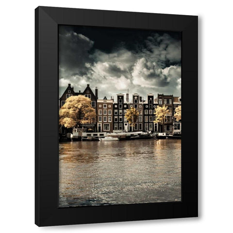 Amsterdam Autumn Canal I Black Modern Wood Framed Art Print with Double Matting by Berzel, Erin