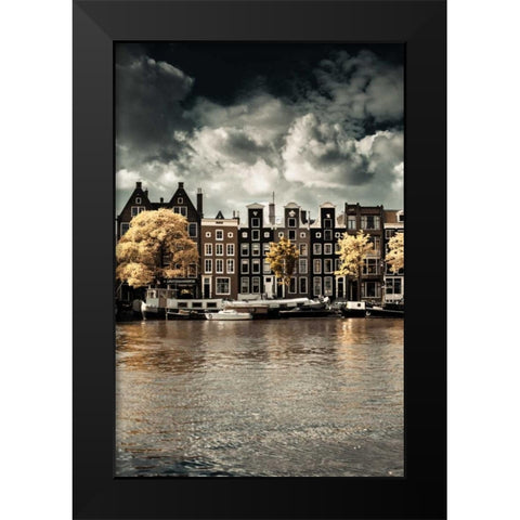 Amsterdam Autumn Canal I Black Modern Wood Framed Art Print by Berzel, Erin