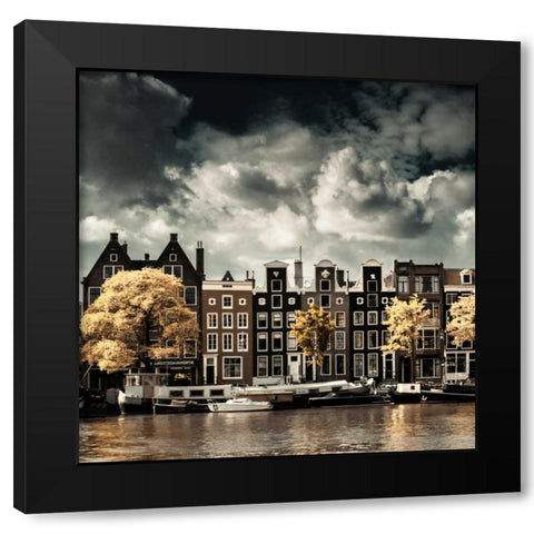 Amsterdam Canal II Black Modern Wood Framed Art Print with Double Matting by Berzel, Erin
