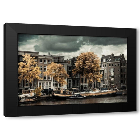 Amsterdam Autumn Colors Black Modern Wood Framed Art Print with Double Matting by Berzel, Erin