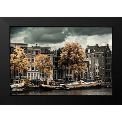 Amsterdam Autumn Colors Black Modern Wood Framed Art Print by Berzel, Erin