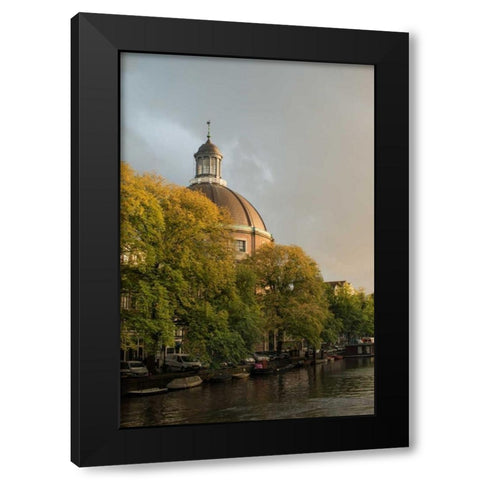 Amsterdam Singel Canal Black Modern Wood Framed Art Print by Berzel, Erin
